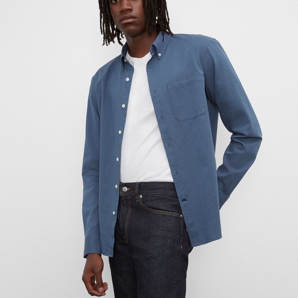 Long Sleeve Textured Button-Down Shirt - Brand New - NEVER WORN - Blue